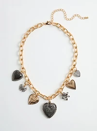 Heart Charm Statement Necklace