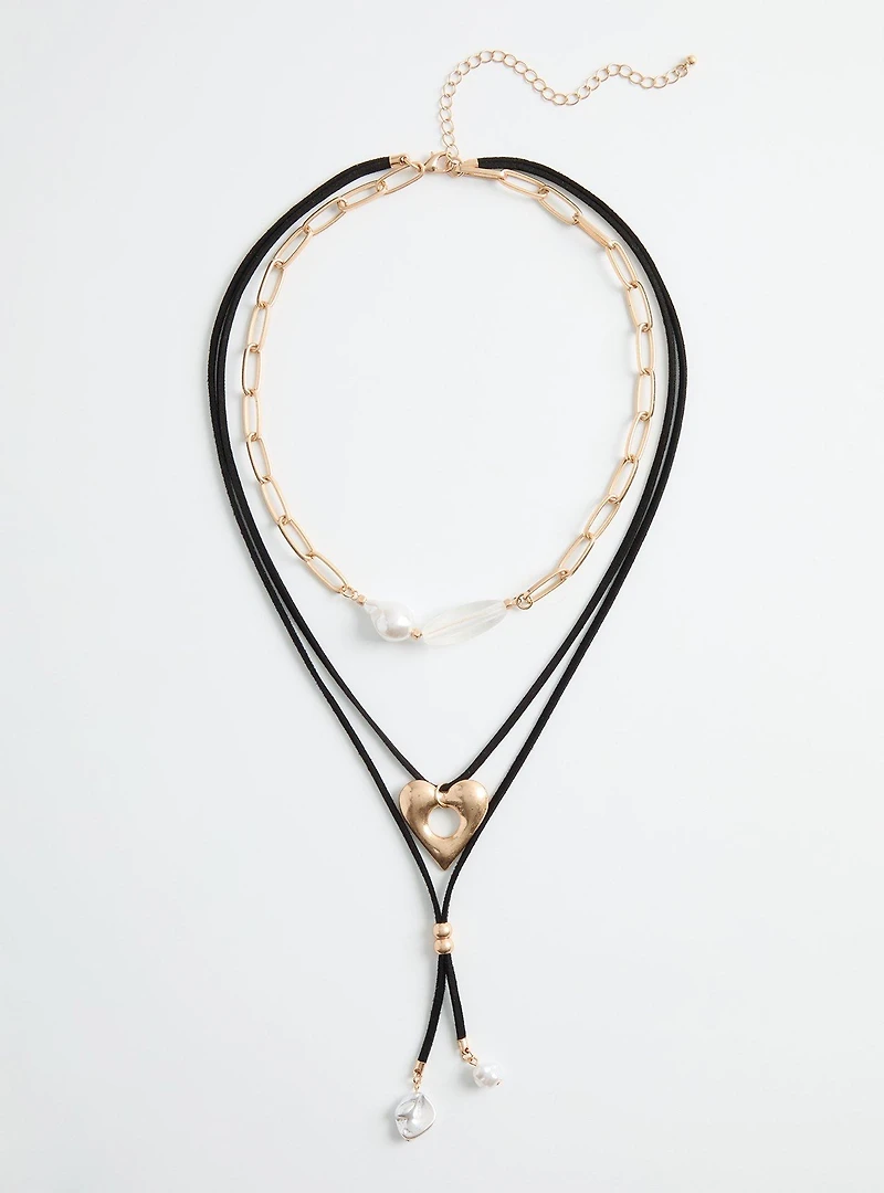 Heart Cord Layered Necklace