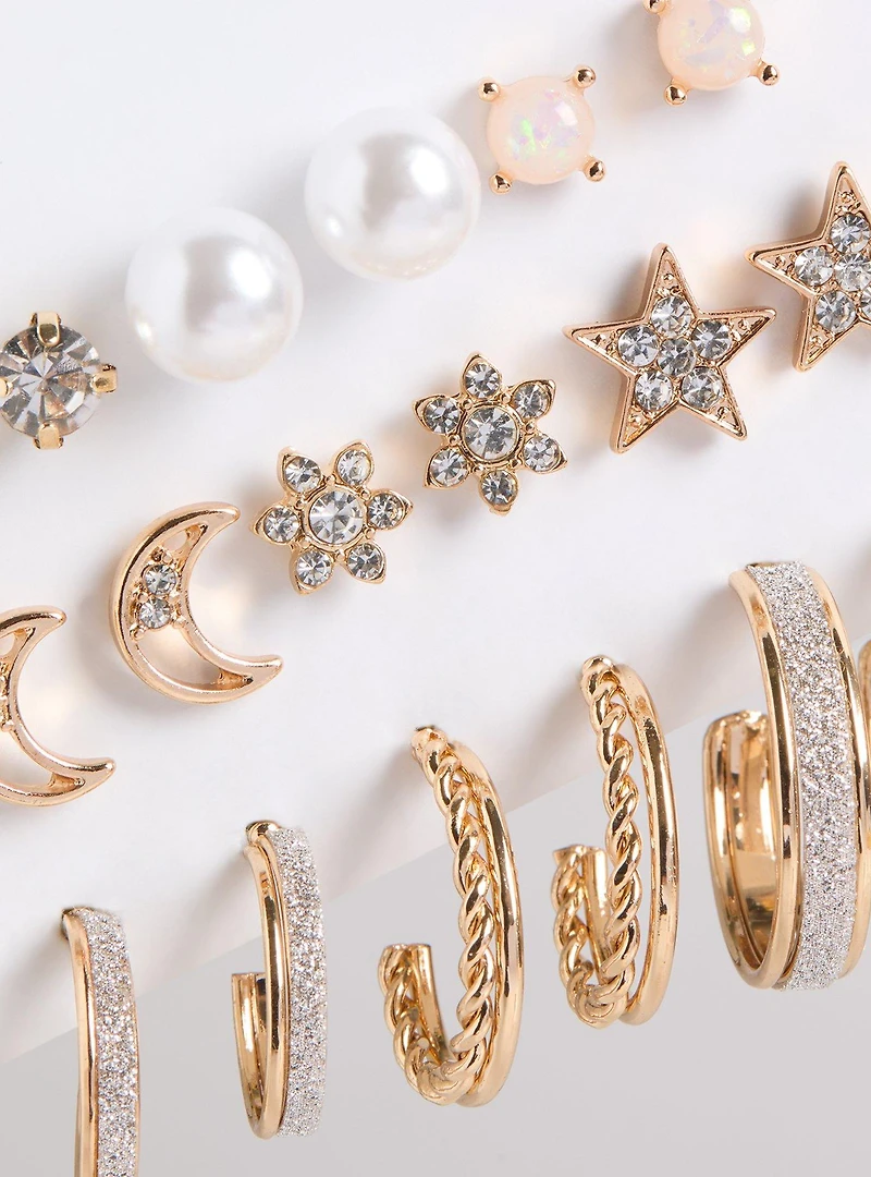 Celestial Stud Hoop Set