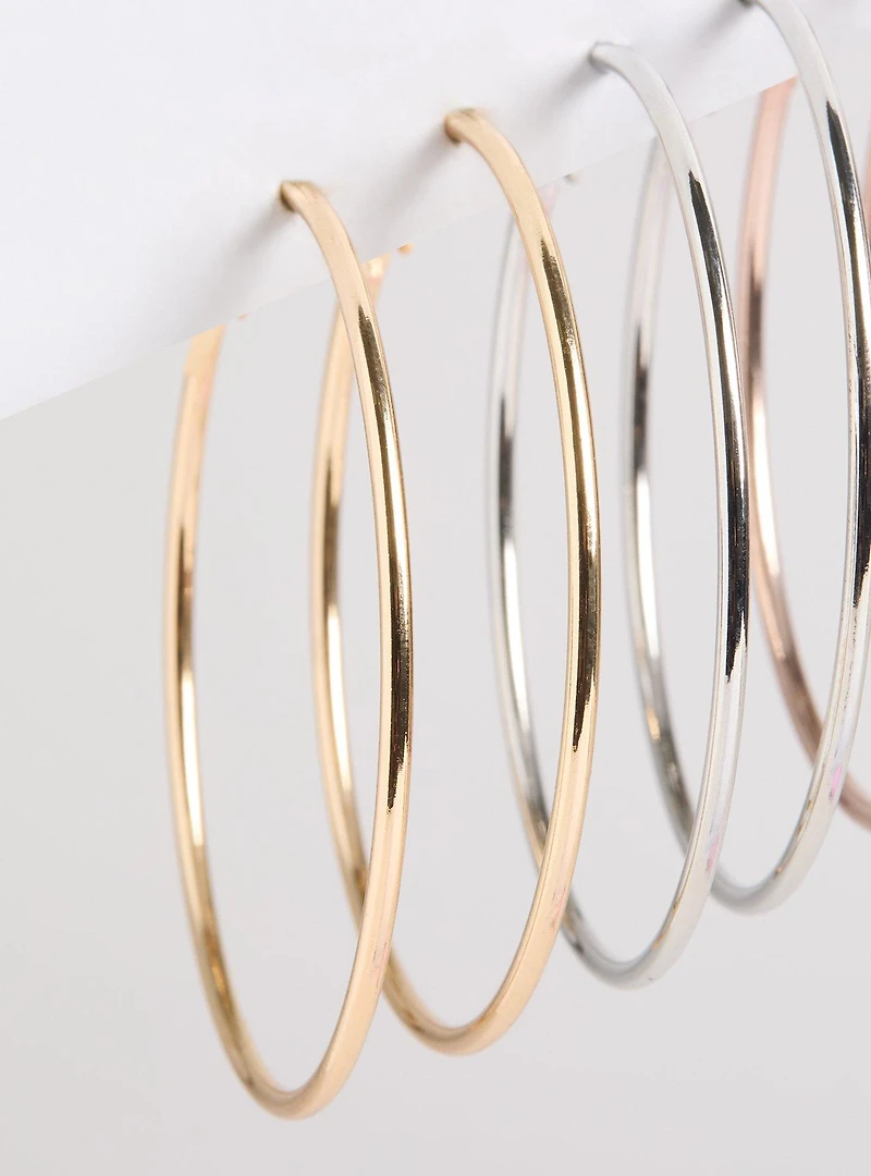 Smooth Hoop Earring Set