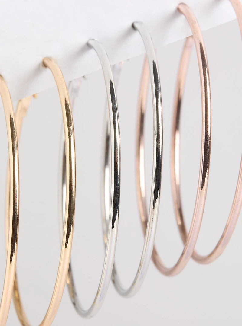 Smooth Hoop Earring Set