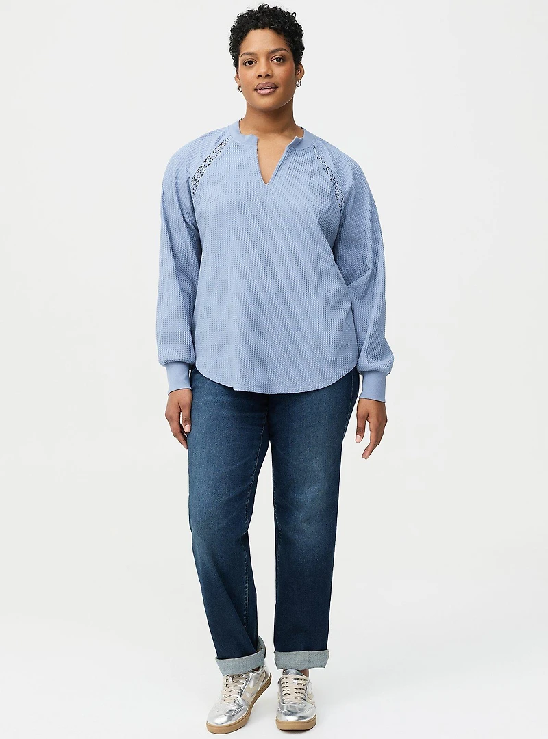 Waffle Crochet Inset Top