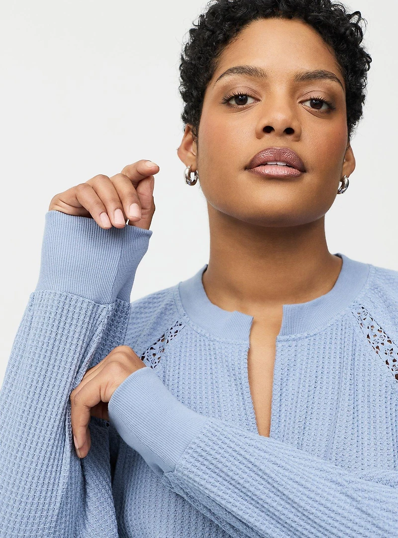 Waffle Crochet Inset Top