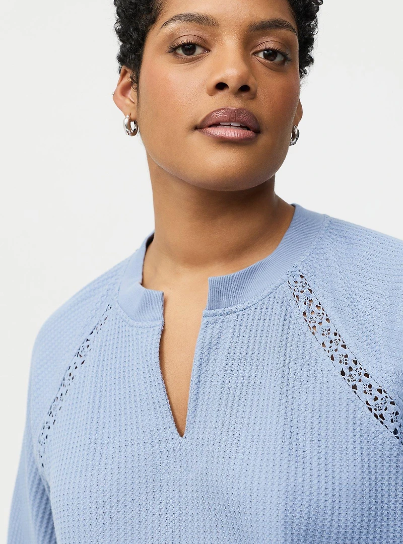 Waffle Crochet Inset Top