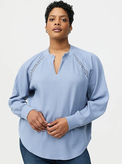 Waffle Crochet Inset Top