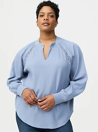 Waffle Crochet Inset Top