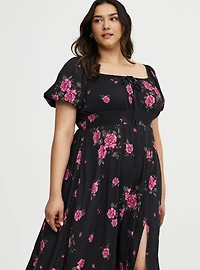 Puff Sleeve Midi Dress