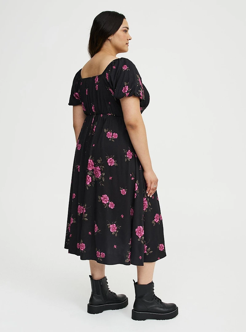 Puff Sleeve Midi Dress