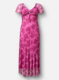 Flutter Sleeve Tie Front Maxi Dress