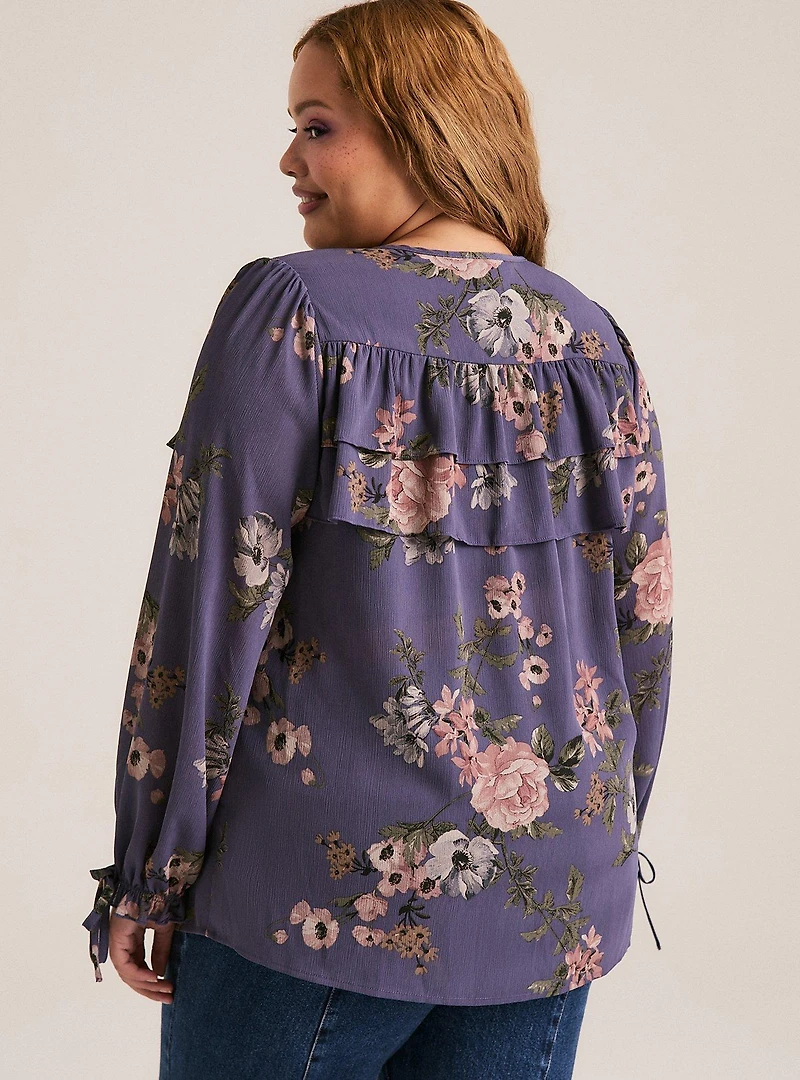 Festi Balloon Sleeve Tie Front Blouse