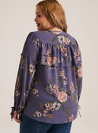 Festi Balloon Sleeve Tie Front Blouse