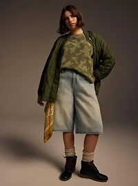 Festi Mixed Fabric Peasant Top