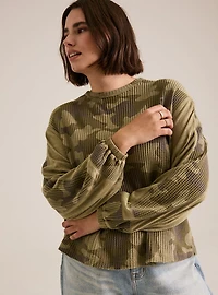 Festi Mixed Fabric Peasant Top