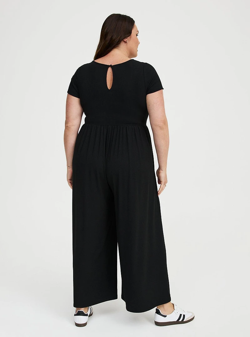 Rib Knit Wide Leg Jumpsuit