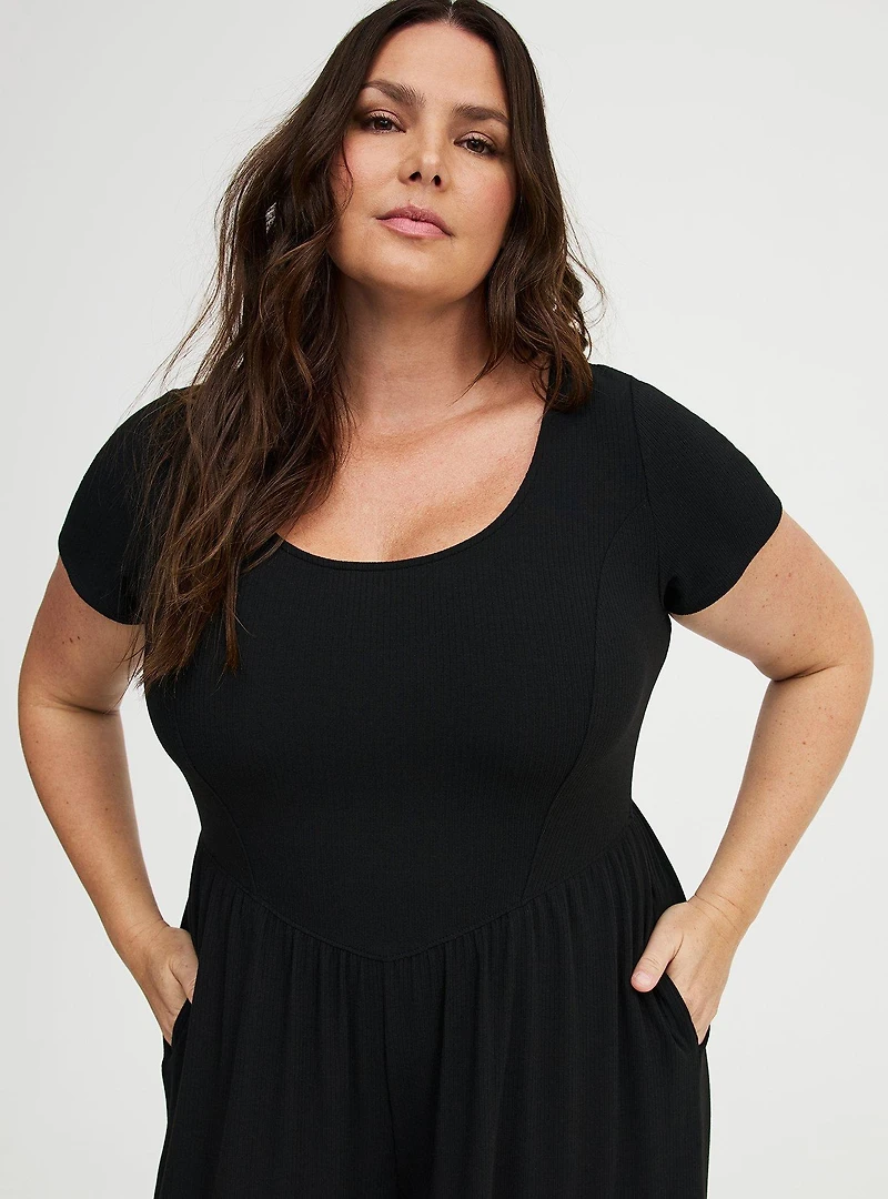 Rib Knit Wide Leg Jumpsuit