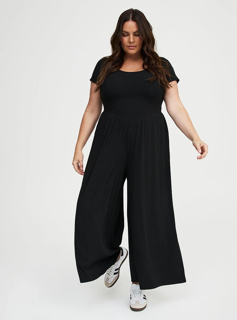 Rib Knit Wide Leg Jumpsuit