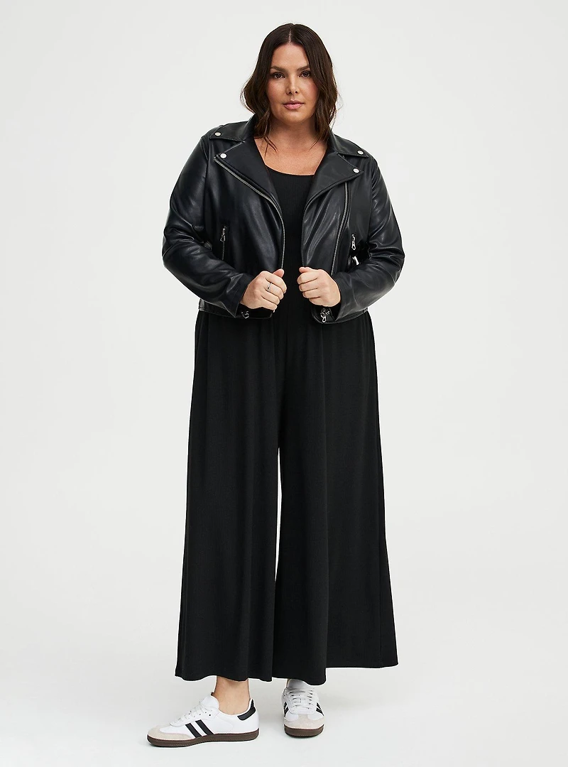 Rib Knit Wide Leg Jumpsuit