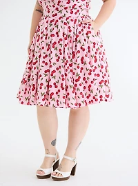 Retro Chic Pleated Midi Skirt
