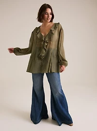 Festi Ruffle Button-Up Blouse