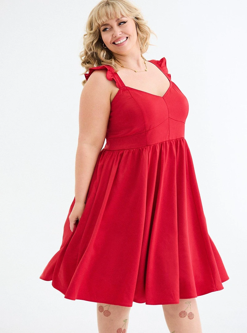 Retro Chic Flutter Sleeve Swing Dress