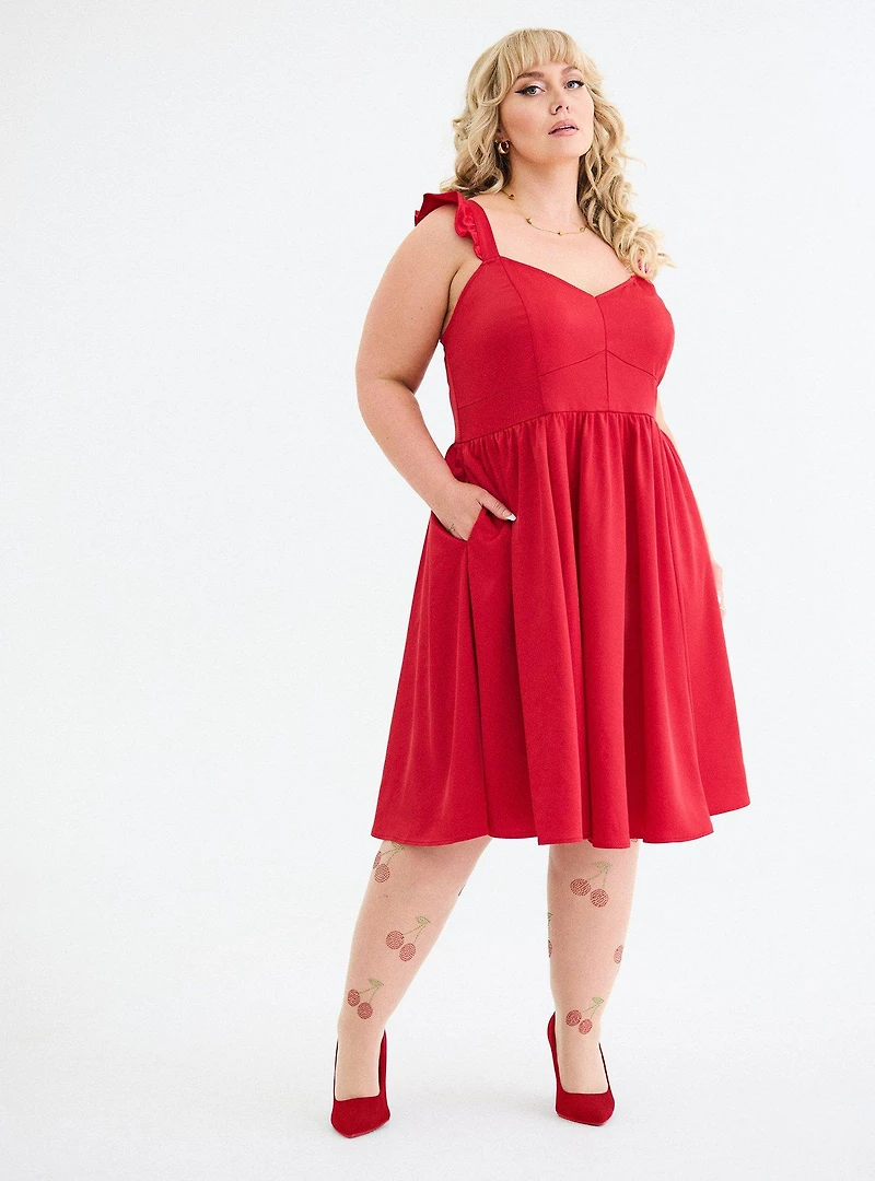 Retro Chic Flutter Sleeve Swing Dress