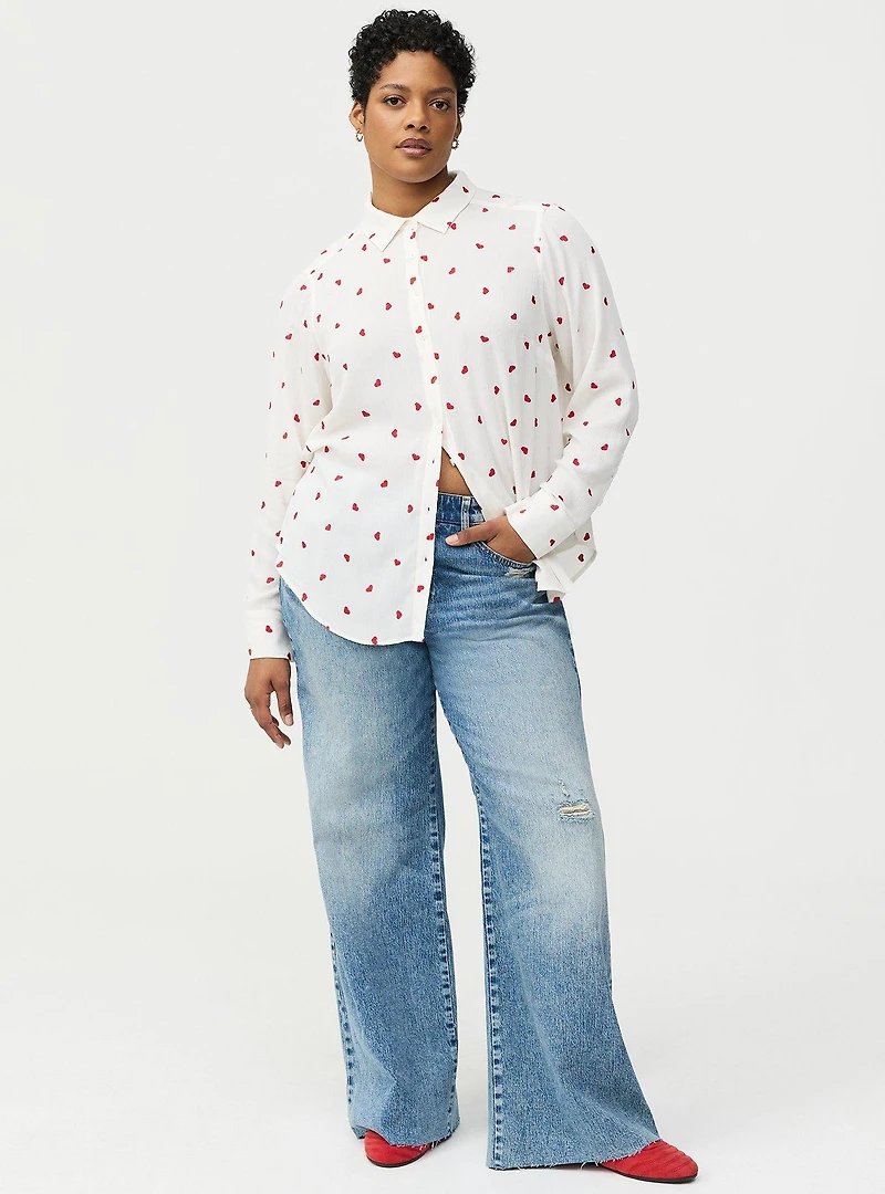 Lizzie Embroiderd Button-Up Shirt