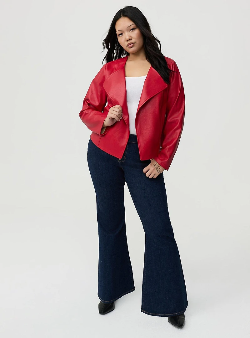 Collarless Open Front Jacket