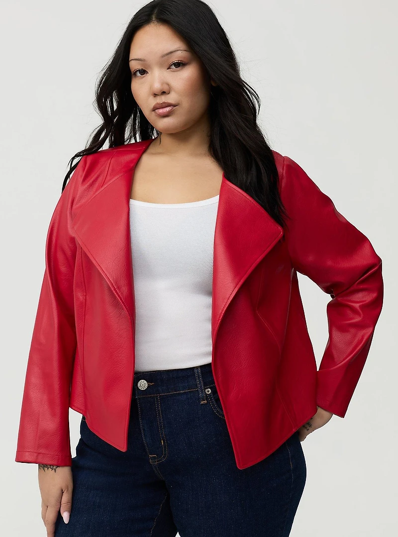 Collarless Open Front Jacket