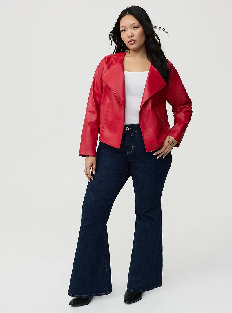 Collarless Open Front Jacket