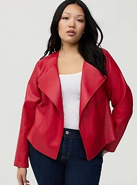 Collarless Open Front Jacket