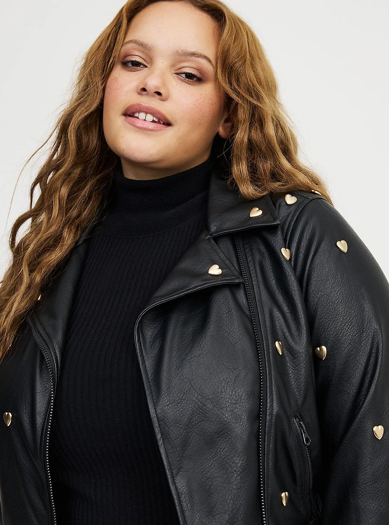 Studded Heart Moto Jacket
