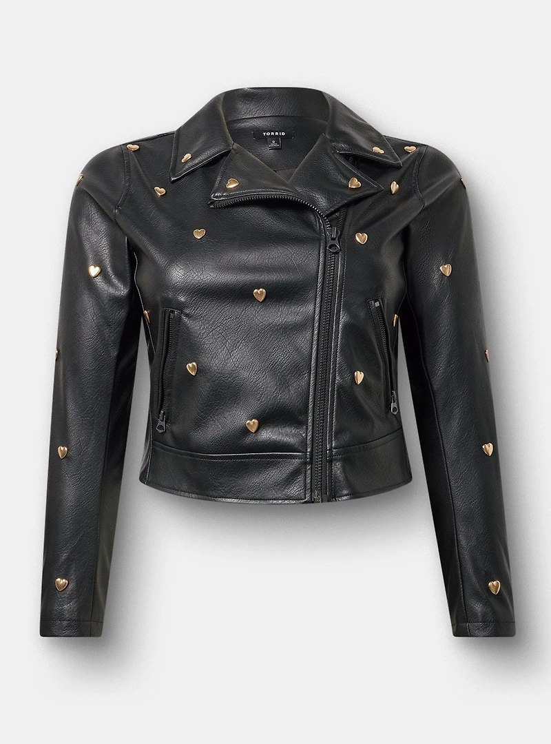 Studded Heart Moto Jacket
