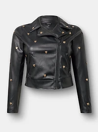 Studded Heart Moto Jacket
