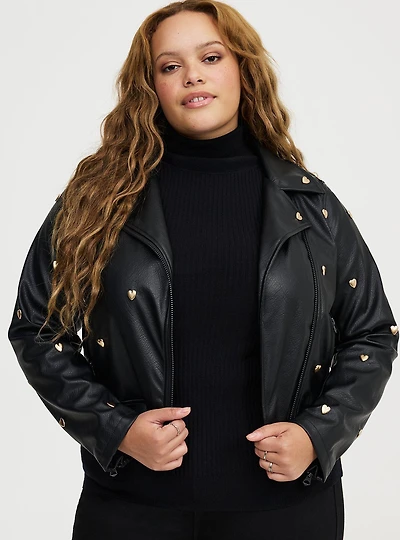 Studded Heart Moto Jacket