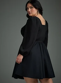 Nightfall Puff Sleeve Basque Waist Dress