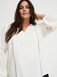 Lace Trim Tie Front Blouse