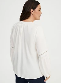 Lace Trim Tie Front Blouse