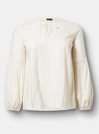 Lace Trim Tie Front Blouse