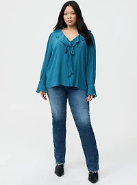 Chiffon Ruffle Tie-Neck Blouse