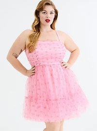 Retro Chic Ruched Tulle Mini Dress