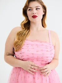 Retro Chic Ruched Tulle Mini Dress