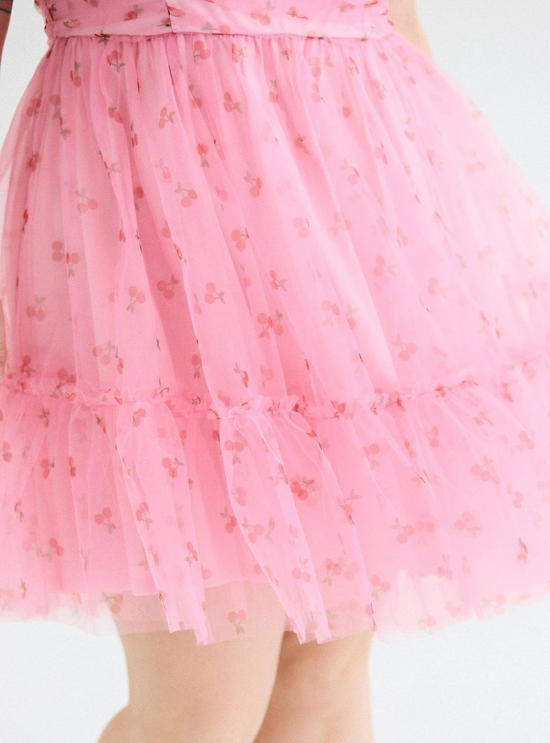 Retro Chic Ruched Tulle Mini Dress