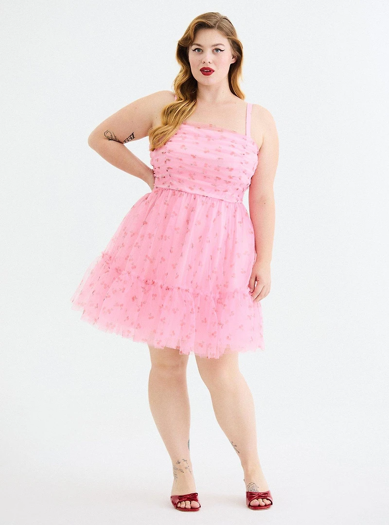 Retro Chic Ruched Tulle Mini Dress