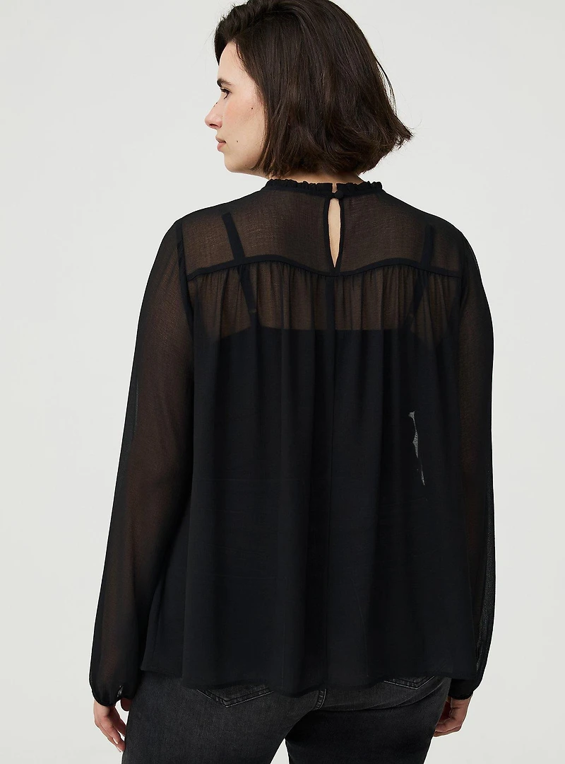 Chiffon Pintuck Detail Blouse