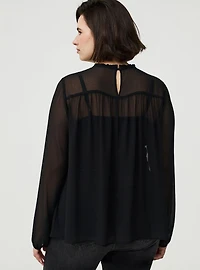Chiffon Pintuck Detail Blouse