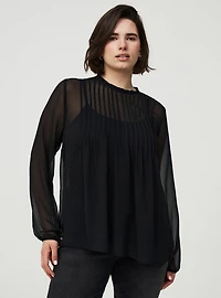 Chiffon Pintuck Detail Blouse