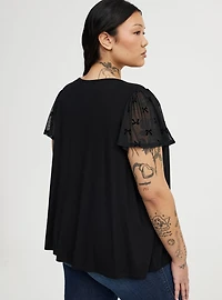 Supersoft Jersey Mesh Yoke Top