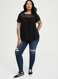 Supersoft Jersey Mesh Yoke Top