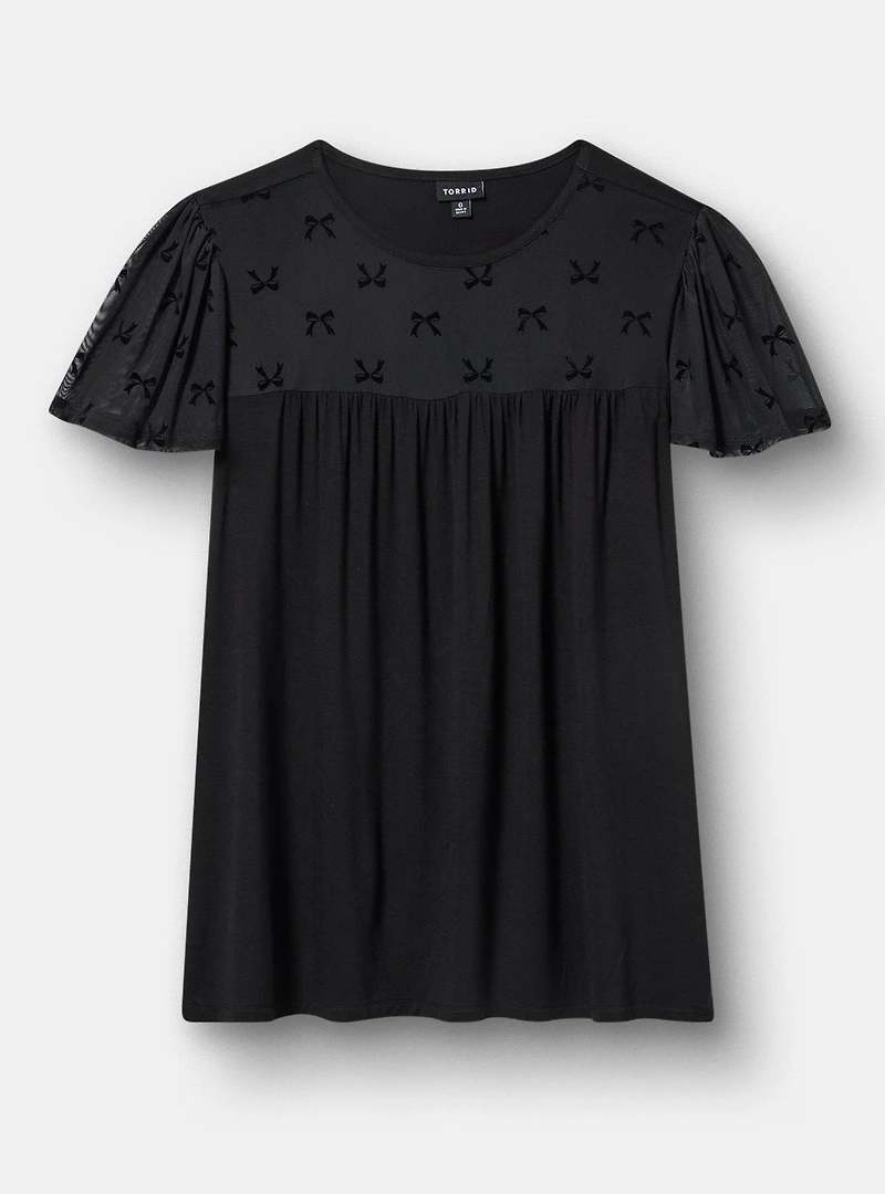 Supersoft Jersey Mesh Yoke Top