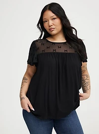 Supersoft Jersey Mesh Yoke Top